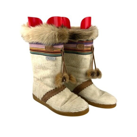 DAUPHINEIGE Mi Bottes Vintage Fourrées Poils Chèvre Noir T37 TBE